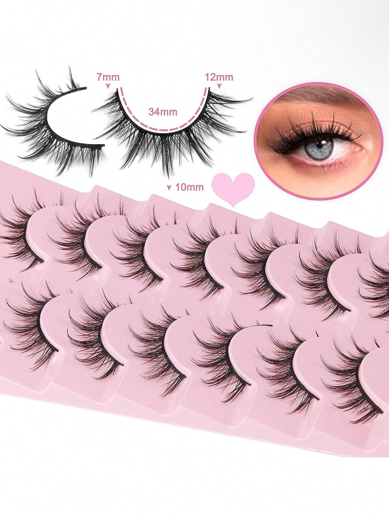 7 Pairs Manga Lashes- Natural Look, 3 D Volume, Wispy, Fluffy, Spiky, Anime & Cosplay Eyelashes- Pack Of 7- Individual Cluster- Korean & Japanese Style