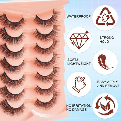 7 Pairs Natural Look False Eyelashes, 3D Voluminous Soft Fluffy, For Eyelash Extension, Full Effect
