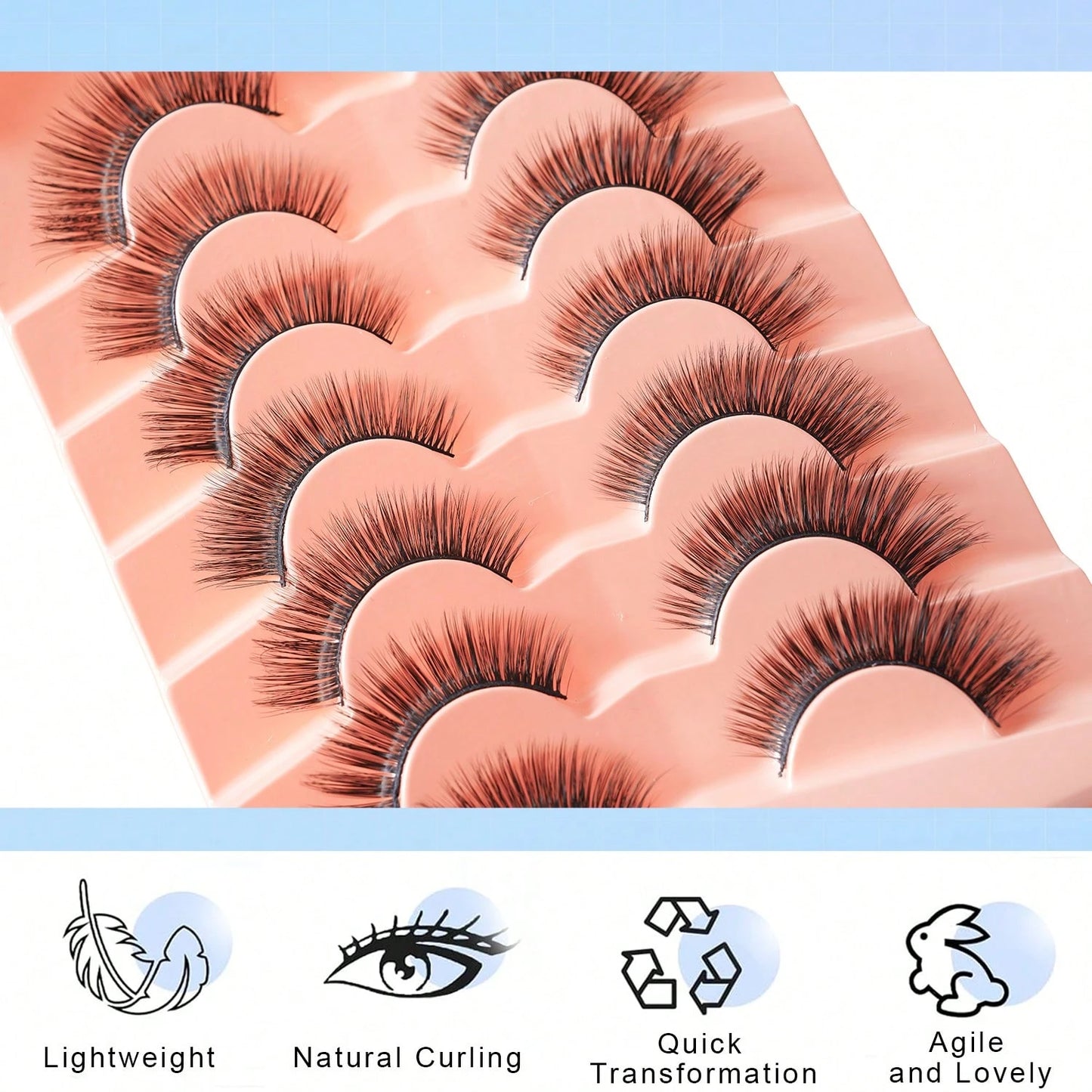 7 Pairs Natural Look False Eyelashes, 3D Voluminous Soft Fluffy, For Eyelash Extension, Full Effect