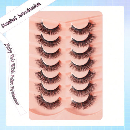 7 Pairs Natural Look False Eyelashes, 3D Voluminous Soft Fluffy, For Eyelash Extension, Full Effect