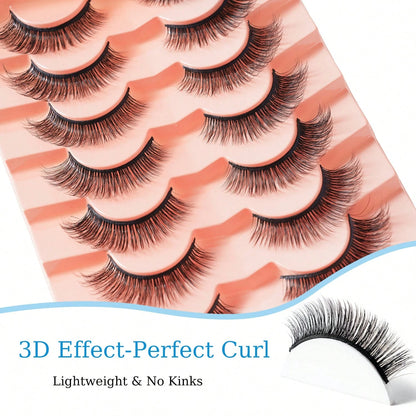 7 Pairs Natural Look False Eyelashes, 3D Voluminous Soft Fluffy, For Eyelash Extension, Full Effect