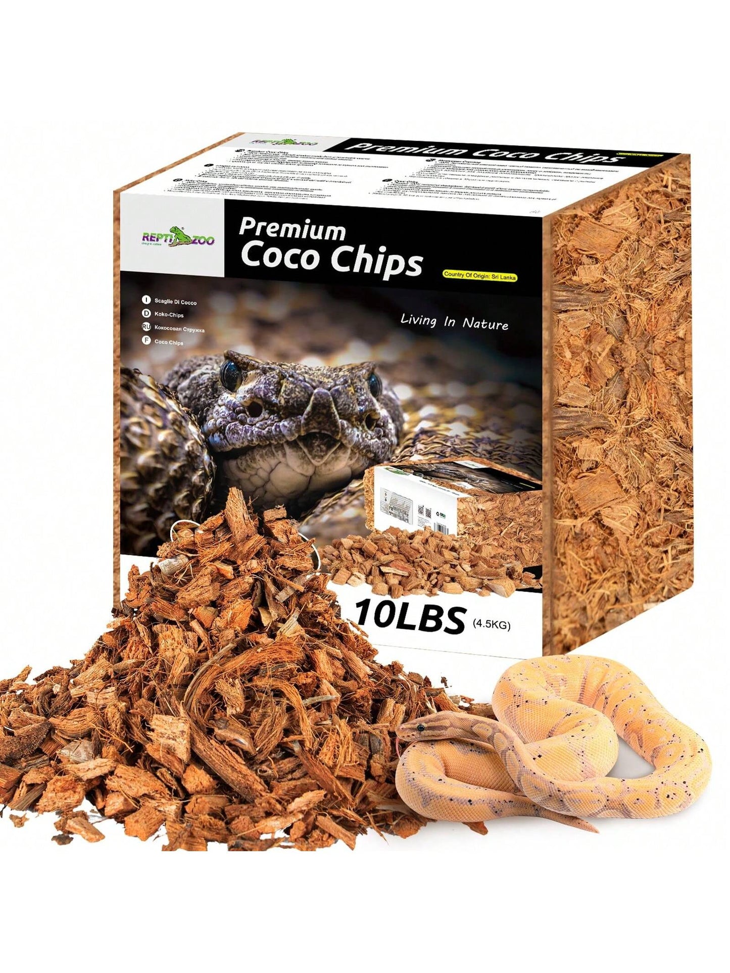 72 Quart Reptiles Coconut Chip Substrate, Coco Husk Reptiles Bedding for Ball Python, Snakes, Geckos, Lizards, Tortoises, Frogs| Odor Absorption| 100% Organics