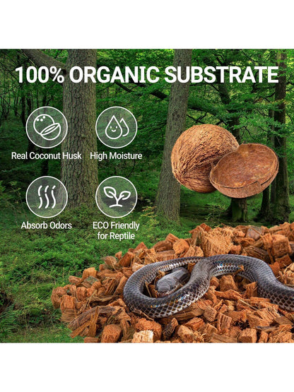 72 Quart Reptiles Coconut Chip Substrate, Coco Husk Reptiles Bedding for Ball Python, Snakes, Geckos, Lizards, Tortoises, Frogs| Odor Absorption| 100% Organics