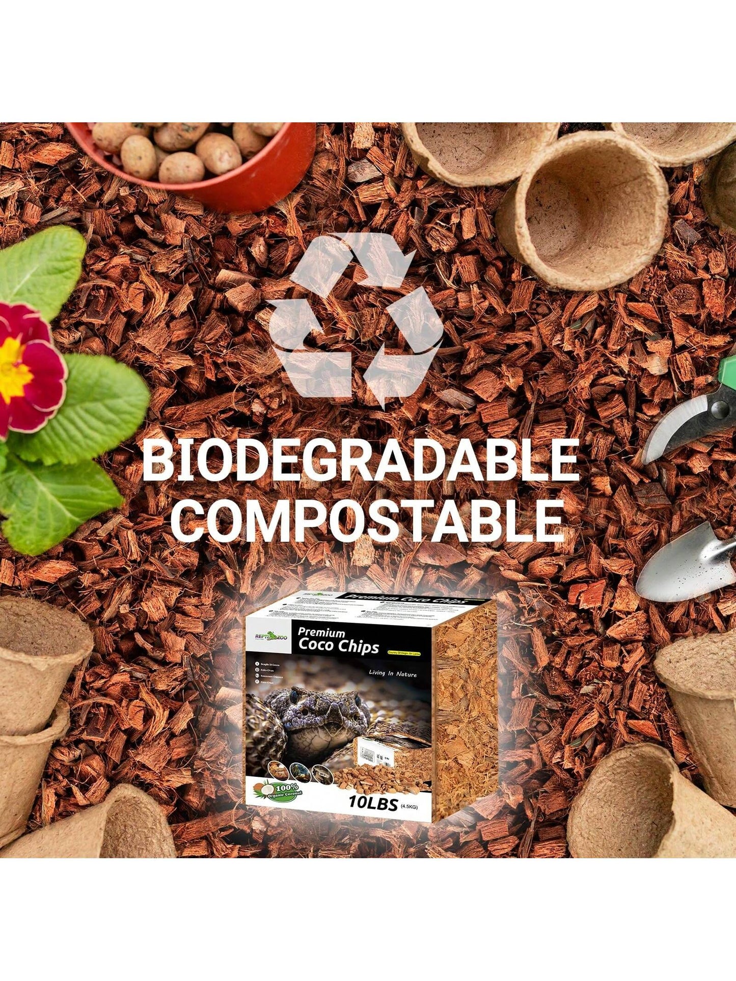 72 Quart Reptiles Coconut Chip Substrate, Coco Husk Reptiles Bedding for Ball Python, Snakes, Geckos, Lizards, Tortoises, Frogs| Odor Absorption| 100% Organics