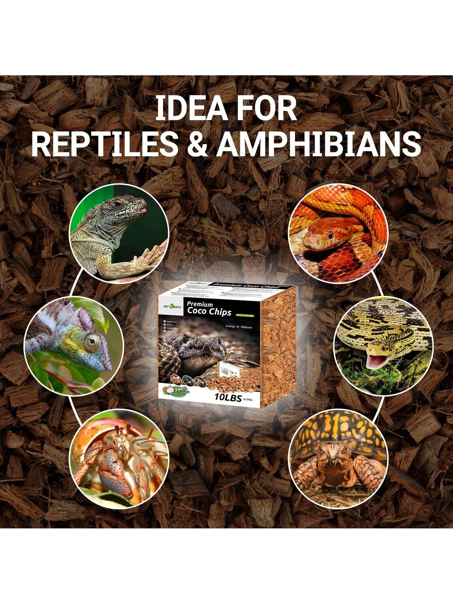 72 Quart Reptiles Coconut Chip Substrate, Coco Husk Reptiles Bedding for Ball Python, Snakes, Geckos, Lizards, Tortoises, Frogs| Odor Absorption| 100% Organics