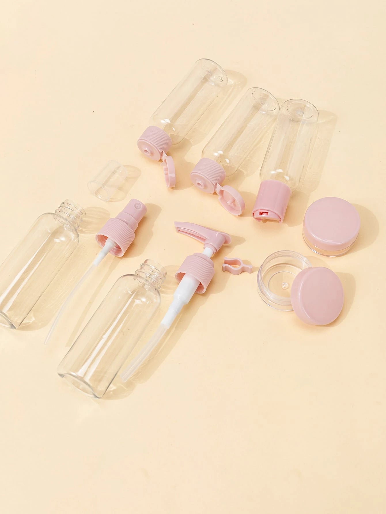 7pcs 60/40ml Clear Plastic Empty Subpackage Bottle Set, Travel Essentials, Spray Bottle, Living Room Home Bedroom Bathroom House Decor, Travel Stuff, Wedding, Party, Birthday, Gifts For Men Mom Dad F