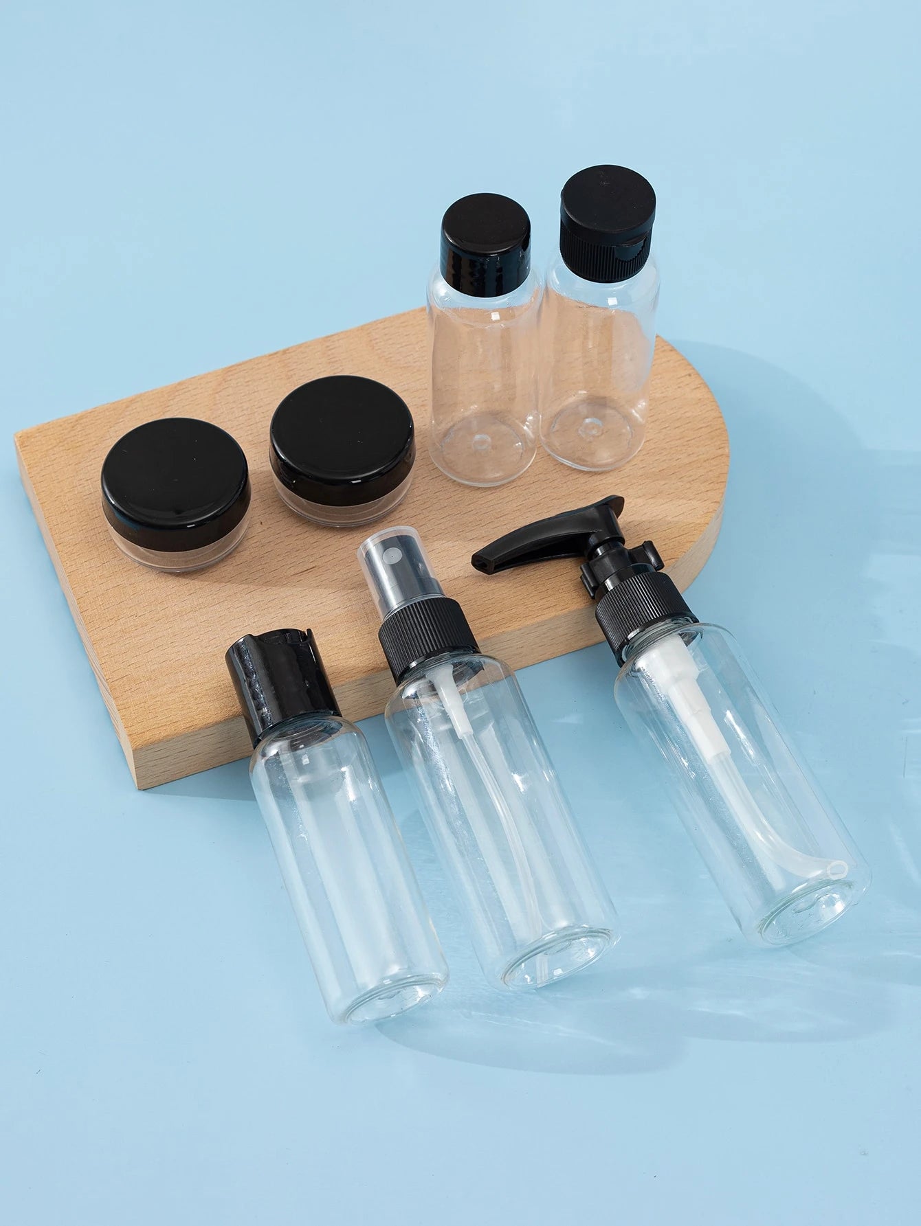 7pcs 60/40ml Clear Plastic Empty Subpackage Bottle Set, Travel Essentials, Spray Bottle, Living Room Home Bedroom Bathroom House Decor, Travel Stuff, Wedding, Party, Birthday, Gifts For Men Mom Dad F