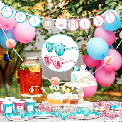 8/12pcs-Baby Shower Gender Reveal Glasses Blue And Pink Sunglasses Frameless Team Girl And Team Boy Decor For Gender Reveal Party