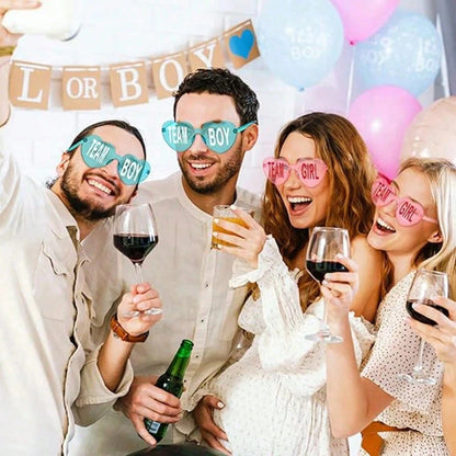 8/12pcs-Baby Shower Gender Reveal Glasses Blue And Pink Sunglasses Frameless Team Girl And Team Boy Decor For Gender Reveal Party