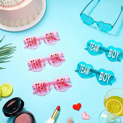 8/12pcs-Baby Shower Gender Reveal Glasses Blue And Pink Sunglasses Frameless Team Girl And Team Boy Decor For Gender Reveal Party