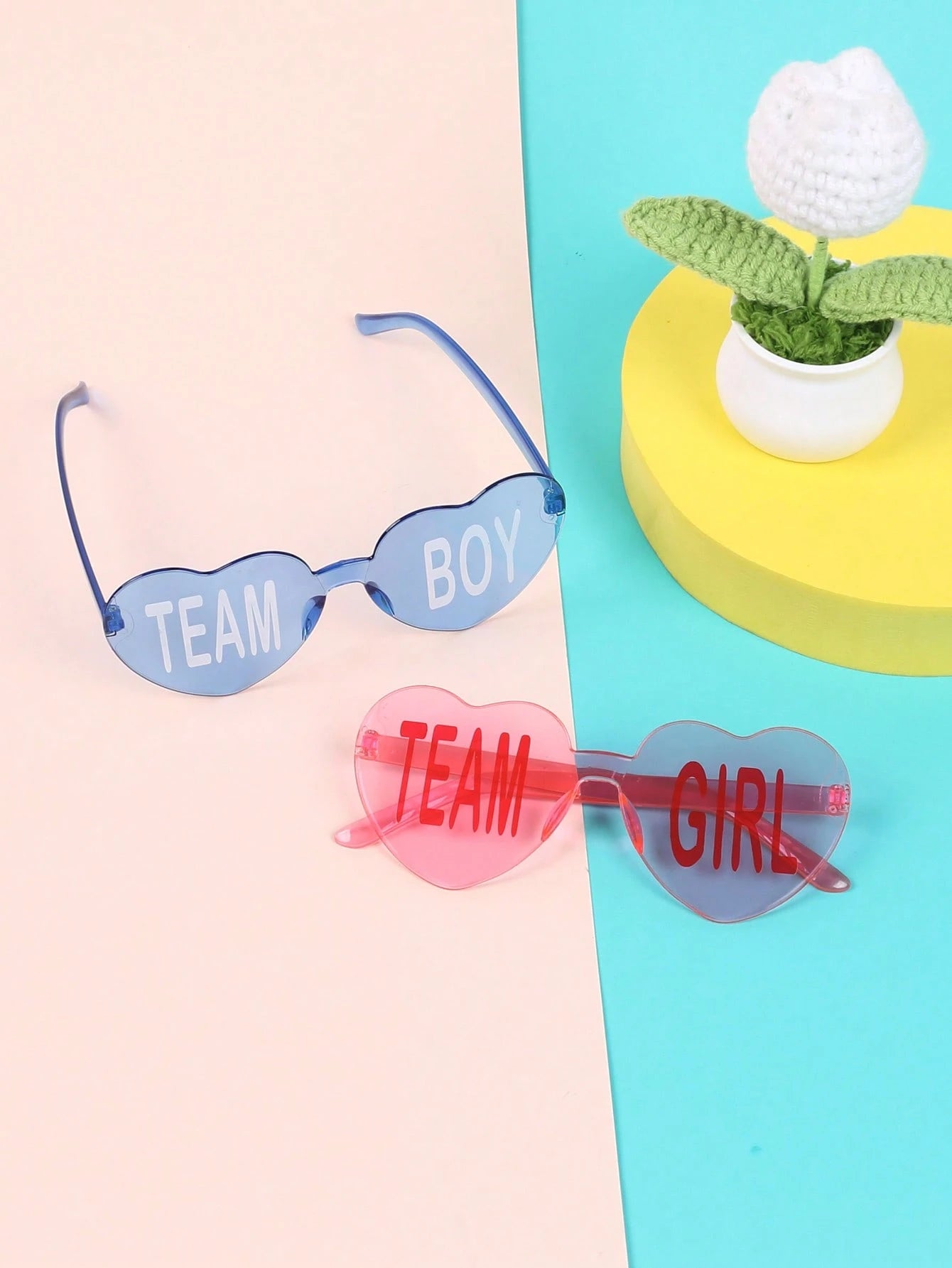 8/12pcs-Baby Shower Gender Reveal Glasses Blue And Pink Sunglasses Frameless Team Girl And Team Boy Decor For Gender Reveal Party