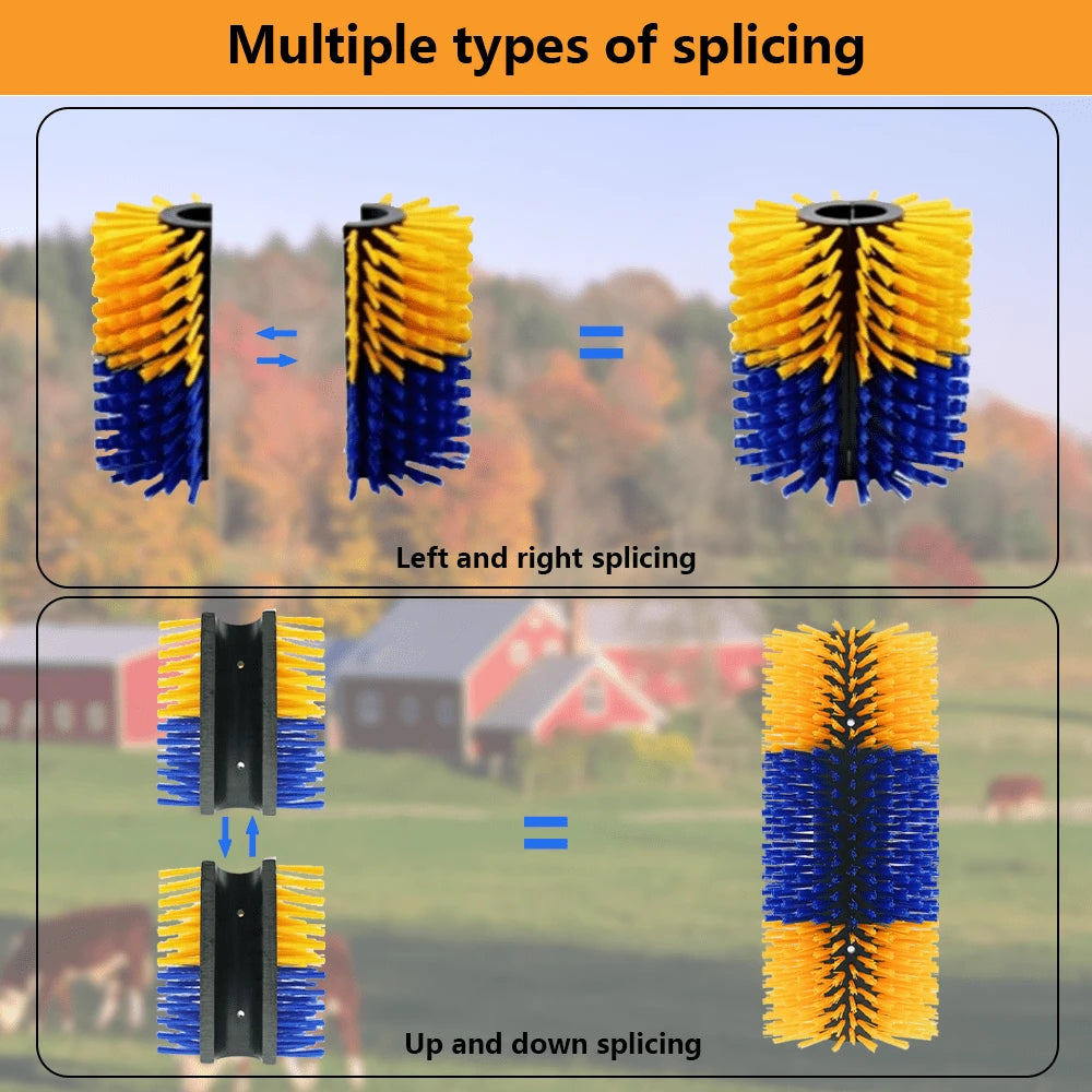 8.67x7.5 Inch Horse Scratcher Brush, Half Body Livestock Rubbing Brush With Mounting Screws, Durable Fiber Bristles Wall Mount Grooming Tool For Horse Farm Supplies