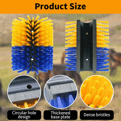 8.67x7.5 Inch Horse Scratcher Brush, Half Body Livestock Rubbing Brush With Mounting Screws, Durable Fiber Bristles Wall Mount Grooming Tool For Horse Farm Supplies