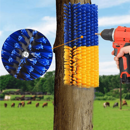 8.67x7.5 Inch Horse Scratcher Brush, Half Body Livestock Rubbing Brush With Mounting Screws, Durable Fiber Bristles Wall Mount Grooming Tool For Horse Farm Supplies