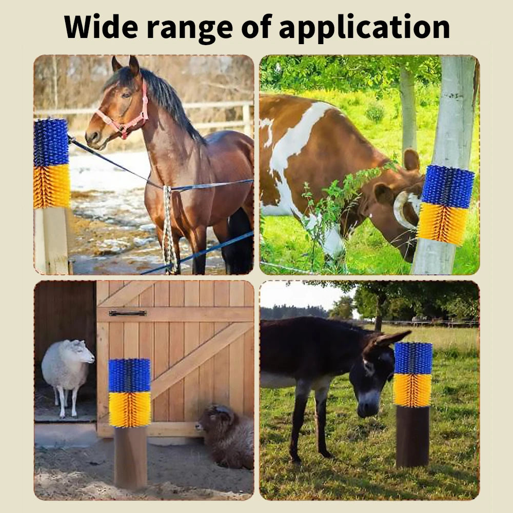 8.67x7.5 Inch Horse Scratcher Brush, Half Body Livestock Rubbing Brush With Mounting Screws, Durable Fiber Bristles Wall Mount Grooming Tool For Horse Farm Supplies