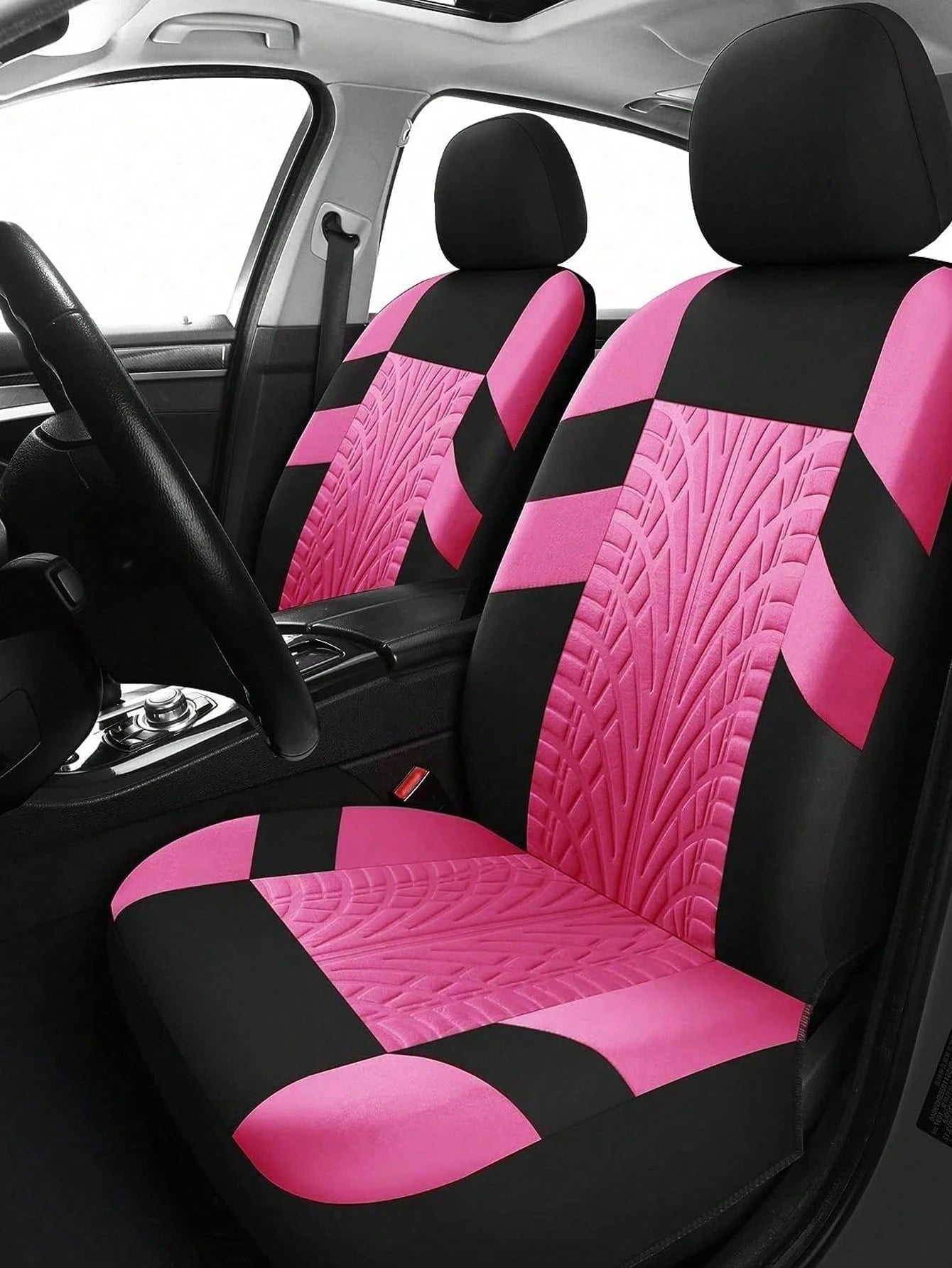 8/9/17pcs Women's Universal Car Seat Cover Set, Front And Rear Seat Covers, Fluffy Steering Wheel Cover, Wool Handbrake And Gear Shift Cover, Hanging Accessory Bracket Ring Badge Sticker