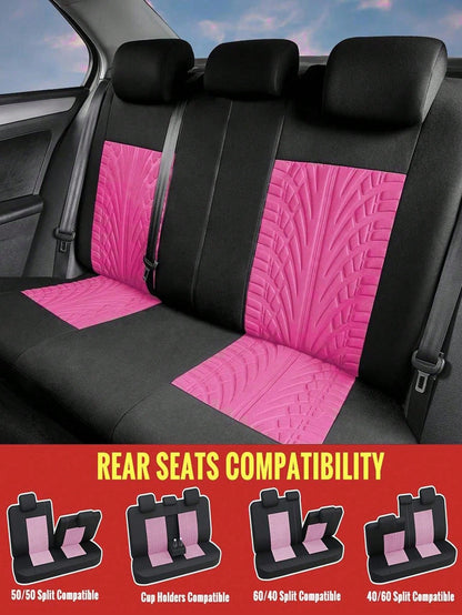 8/9/17pcs Women's Universal Car Seat Cover Set, Front And Rear Seat Covers, Fluffy Steering Wheel Cover, Wool Handbrake And Gear Shift Cover, Hanging Accessory Bracket Ring Badge Sticker