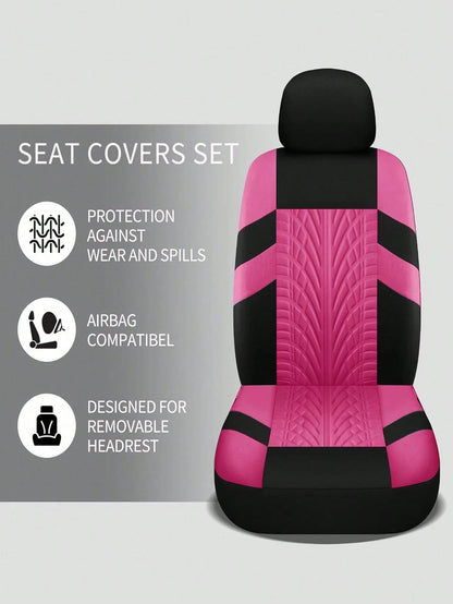 8/9/17pcs Women's Universal Car Seat Cover Set, Front And Rear Seat Covers, Fluffy Steering Wheel Cover, Wool Handbrake And Gear Shift Cover, Hanging Accessory Bracket Ring Badge Sticker