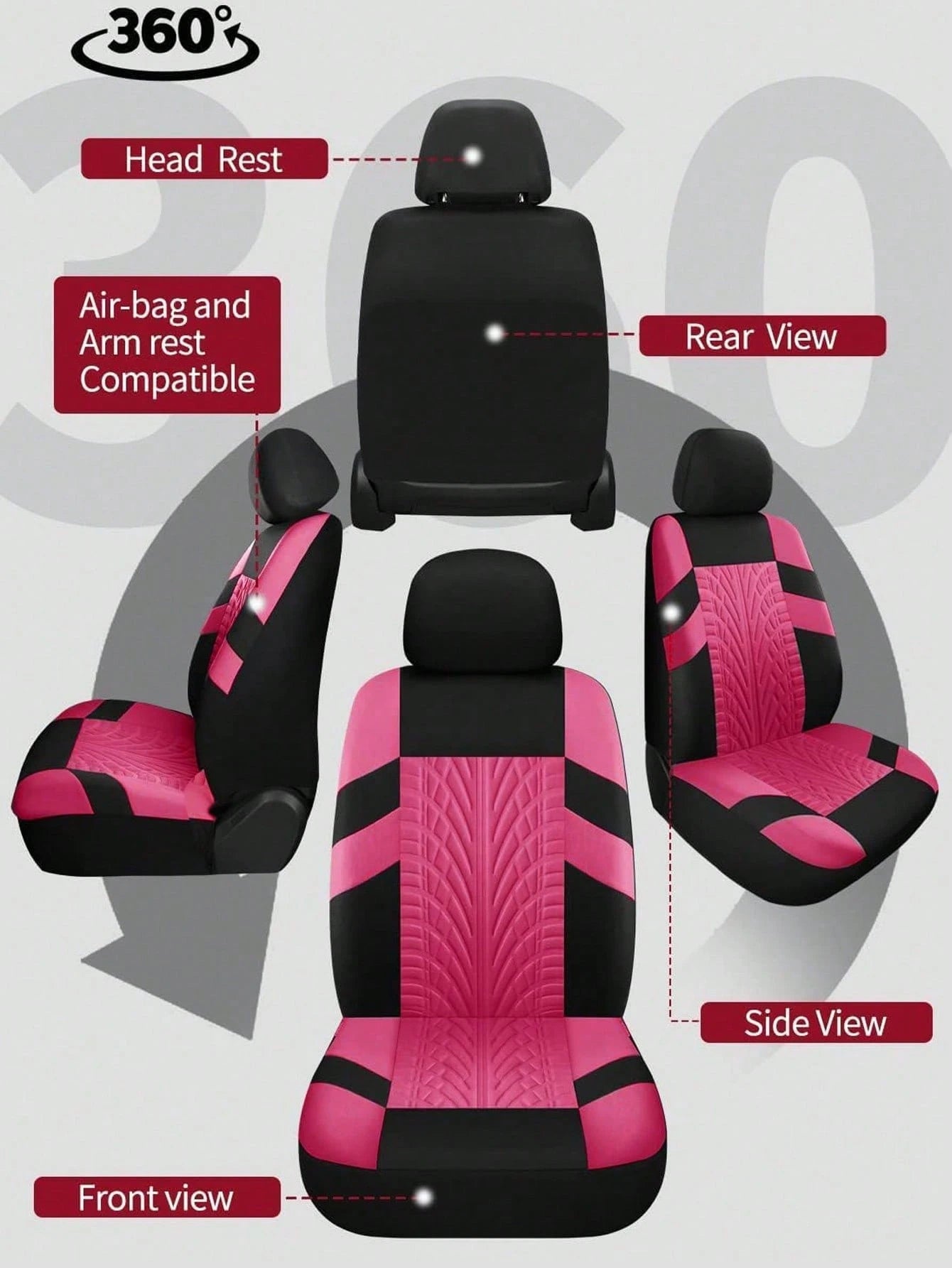 8/9/17pcs Women's Universal Car Seat Cover Set, Front And Rear Seat Covers, Fluffy Steering Wheel Cover, Wool Handbrake And Gear Shift Cover, Hanging Accessory Bracket Ring Badge Sticker