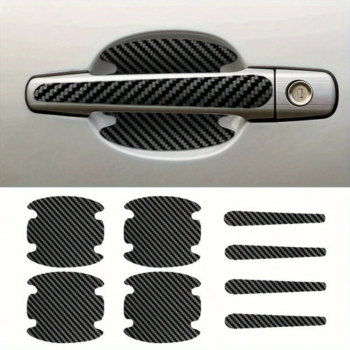 8-Piece Carbon Fiber Car Door Handle Protector- Anti-Scratch, Durable Synthetic Rubber Material, Oil-Rubbed Finish, Fits Most Car Door Handles, Including, Chevrolet, And Audi.