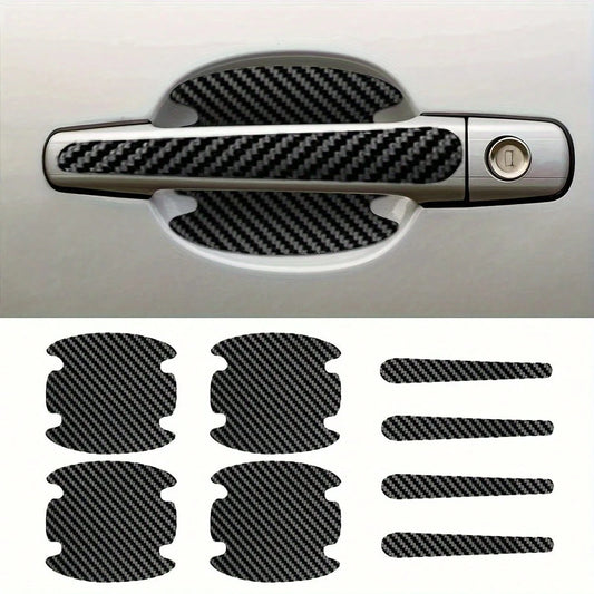 8-Piece Carbon Fiber Car Door Handle Protector- Anti-Scratch, Durable Synthetic Rubber Material, Oil-Rubbed Finish, Fits Most Car Door Handles, Including, Chevrolet, And Audi.