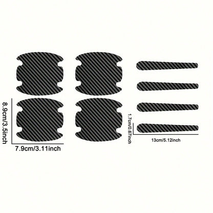 8-Piece Carbon Fiber Car Door Handle Protector- Anti-Scratch, Durable Synthetic Rubber Material, Oil-Rubbed Finish, Fits Most Car Door Handles, Including, Chevrolet, And Audi.