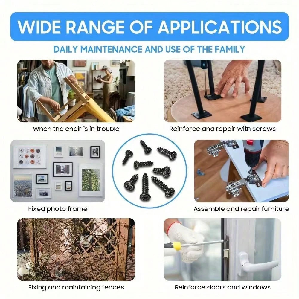 800pcs Self-Tapping Screw Set, Multiple Sizes And Styles Available, Comes With Storage Organizer Box, Convenient For Storage And Retrieval, Suitable For Daily Maintenance, Installation, Replacement An