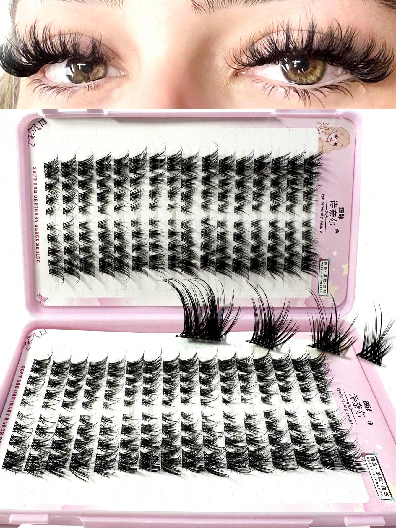 80pcs (8-15mm) Fox Eye D-Curl Mink Eyelash Extension Set, Natural Soft, Create Long Beautiful Lashes. Eyelash Clusters, Single Lashes, False Eyelashes, False Eyelashes