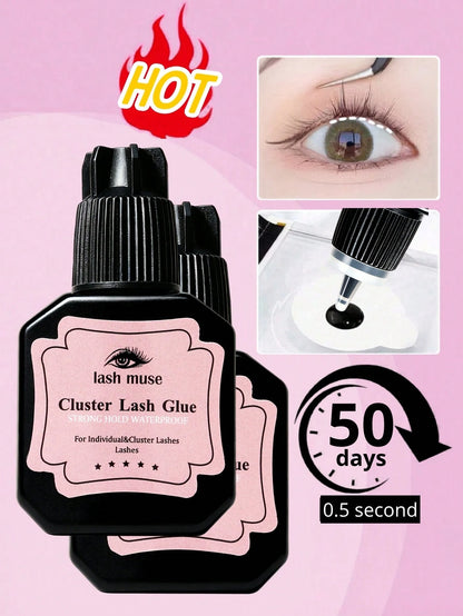 8ml Long-Lasting Eyelash Extension Glue For Cluster & Individual Lashes Waterproof Quick-Dry Black Lash Adhesive Strong Hold No-Residue DIY Eyelash Glue For At-Home Use
