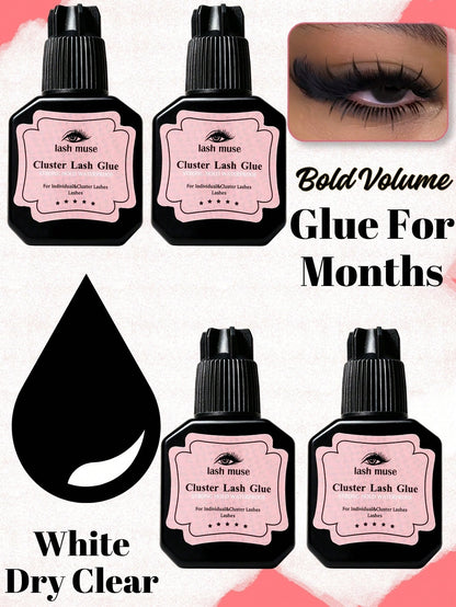 8ml Long-Lasting Eyelash Extension Glue For Cluster & Individual Lashes Waterproof Quick-Dry Black Lash Adhesive Strong Hold No-Residue DIY Eyelash Glue For At-Home Use
