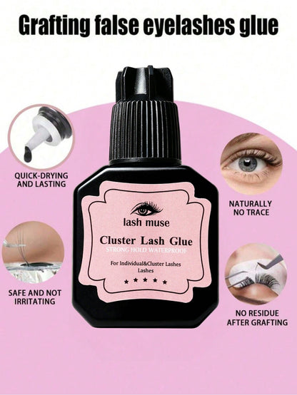 8ml Long-Lasting Eyelash Extension Glue For Cluster & Individual Lashes Waterproof Quick-Dry Black Lash Adhesive Strong Hold No-Residue DIY Eyelash Glue For At-Home Use