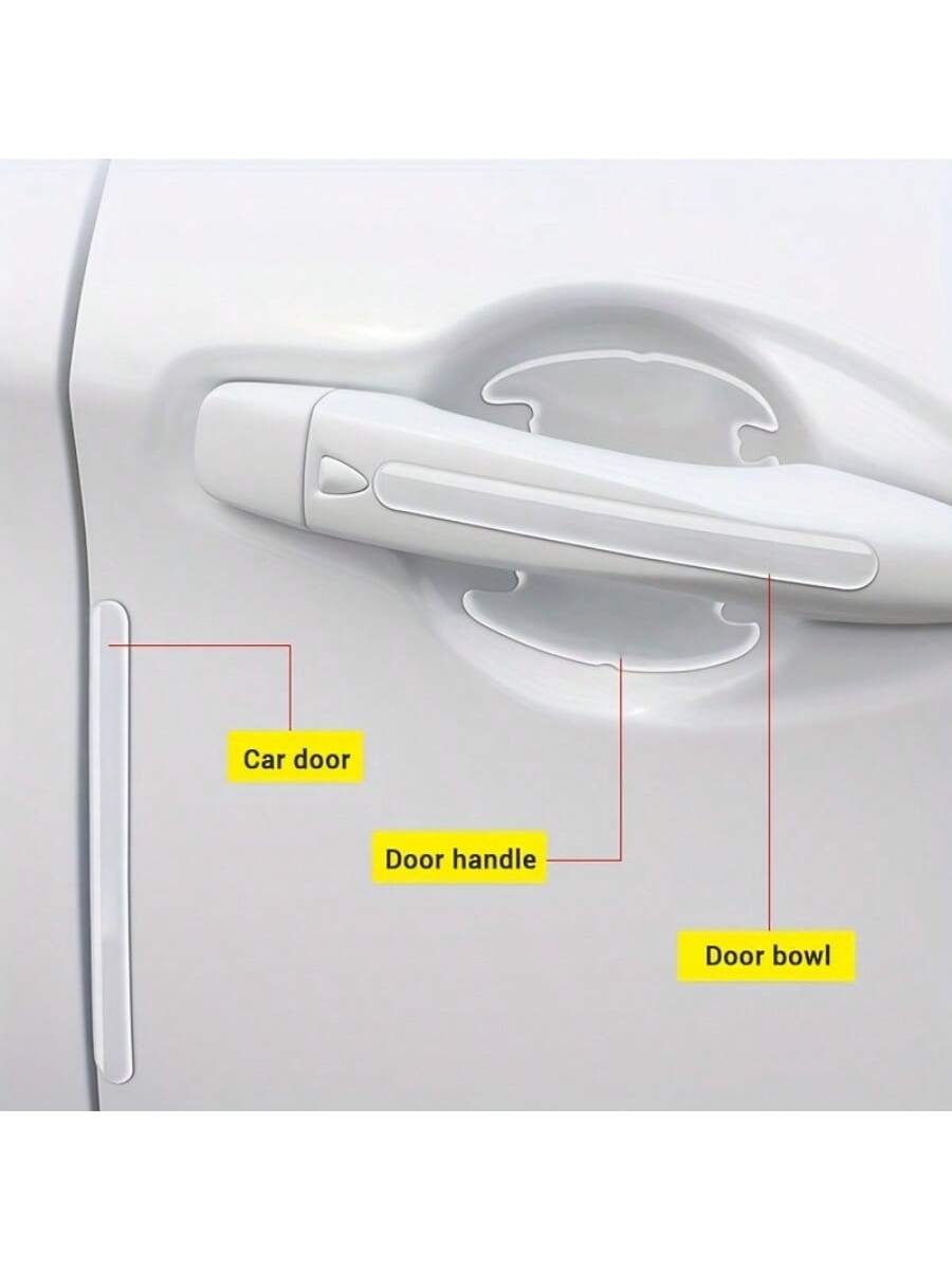 8pcs Car Door Handle Bowl Anti-Scratch Protective Stickers, Universal Invisible Car Stickers, Car Handle Anti-Collision Protective Strips