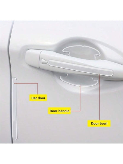 8pcs Car Door Handle Bowl Anti-Scratch Protective Stickers, Universal Invisible Car Stickers, Car Handle Anti-Collision Protective Strips