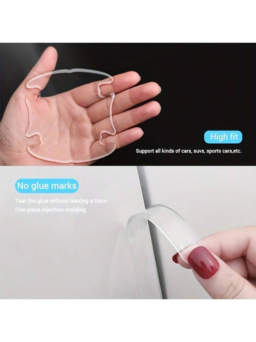 8pcs Car Door Handle Bowl Anti-Scratch Protective Stickers, Universal Invisible Car Stickers, Car Handle Anti-Collision Protective Strips