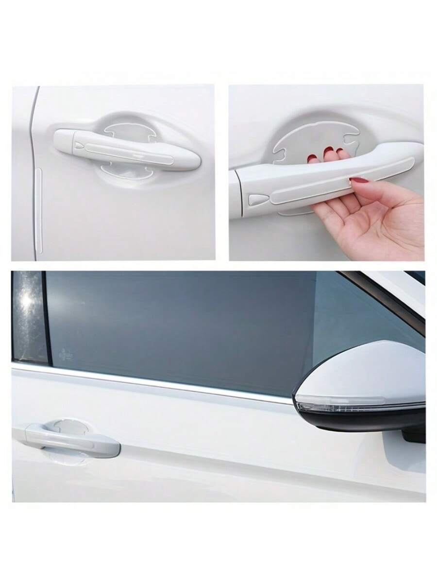 8pcs Car Door Handle Bowl Anti-Scratch Protective Stickers, Universal Invisible Car Stickers, Car Handle Anti-Collision Protective Strips