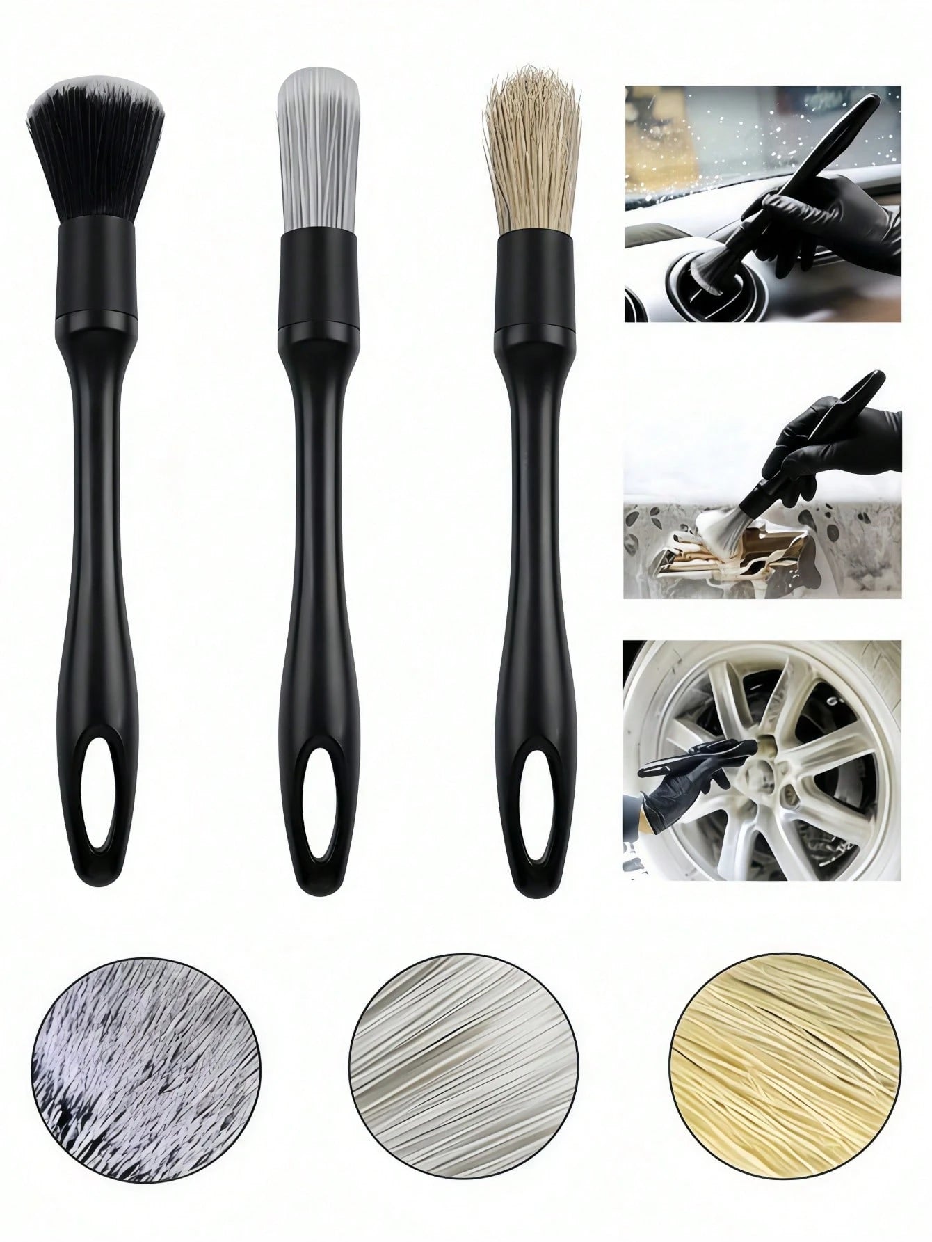 8PCS Car Interior Cleaning Detailing Kit, Car Accessories, Non‑Sticky Cleaning Gel, Gap Detailing Brushes, Boar Hair Brush, Dual‑Head Vent Cleaning Brush, Microfiber Towel With Storage Bag For Car Tru