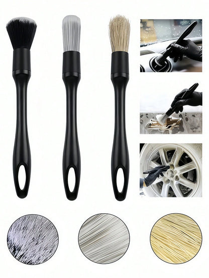 8PCS Car Interior Cleaning Detailing Kit, Car Accessories, Non‑Sticky Cleaning Gel, Gap Detailing Brushes, Boar Hair Brush, Dual‑Head Vent Cleaning Brush, Microfiber Towel With Storage Bag For Car Tru
