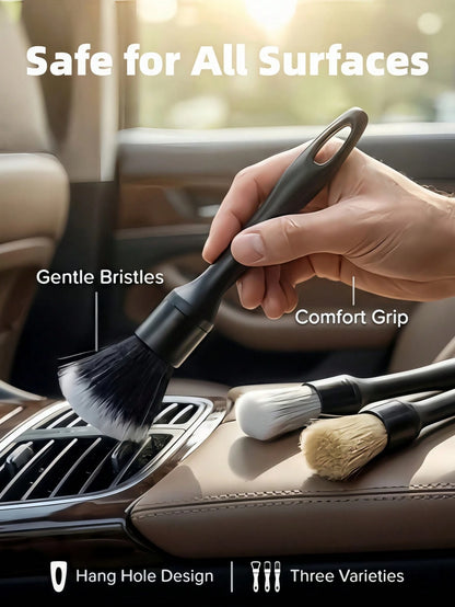8PCS Car Interior Cleaning Detailing Kit, Car Accessories, Non‑Sticky Cleaning Gel, Gap Detailing Brushes, Boar Hair Brush, Dual‑Head Vent Cleaning Brush, Microfiber Towel With Storage Bag For Car Tru