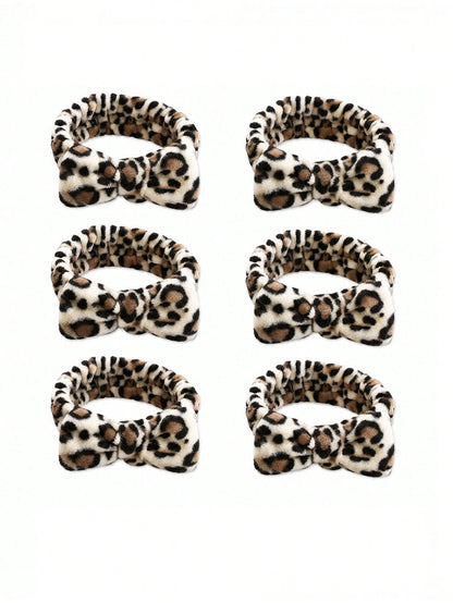 8pcs Leopard Print Headband, Makeup Headband, Christmas Hair Accessory, Women's Facial Wash Headband, SPA Gift, Party, Daily Wear, Lightweight & Practical, Women's Headband, Home Beauty Women's Access