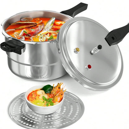 8Qt Aluminum Pressure Cooker W/Release Valve & Multiple Protective Devices,Pressure Canner Compatible With Gas & Induction Cooker,Canner Rack Included Universal Kitchen And Dining Pressure Cooker, Fas