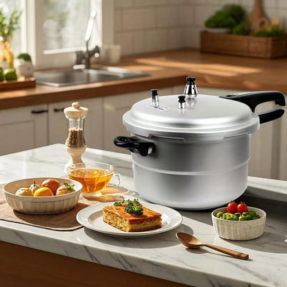 8Qt Aluminum Pressure Cooker W/Release Valve & Multiple Protective Devices,Pressure Canner Compatible With Gas & Induction Cooker,Canner Rack Included Universal Kitchen And Dining Pressure Cooker, Fas