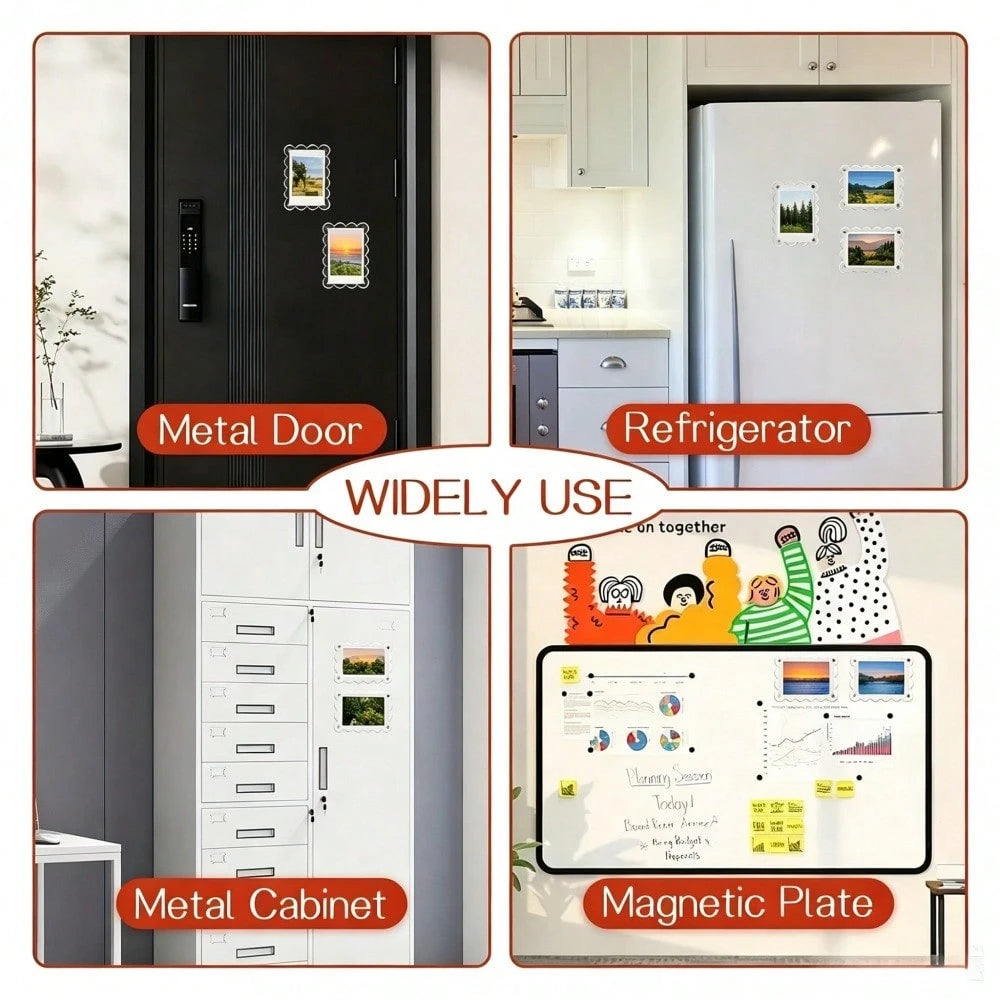 9/4/2pcs Acrylic Magnetic Refrigerator Photo Frames, 2.6 X 3.9 Inch Clear Wavy Edge Acrylic Photo Frames, Suitable For Mini And Wallet Size Photos, Clear Refrigerator Magnet Photo Display Stand, Walle
