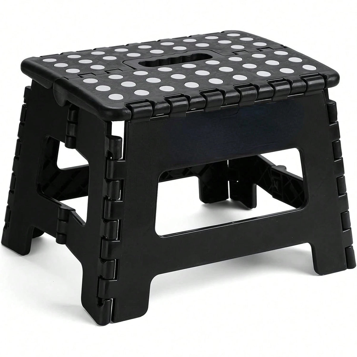 9" Folding Step Stool For Adults, Non-Slip Plastic Foldable Stool With Portable Handle For Kitchen Bathroom Etc, Black, 1PC