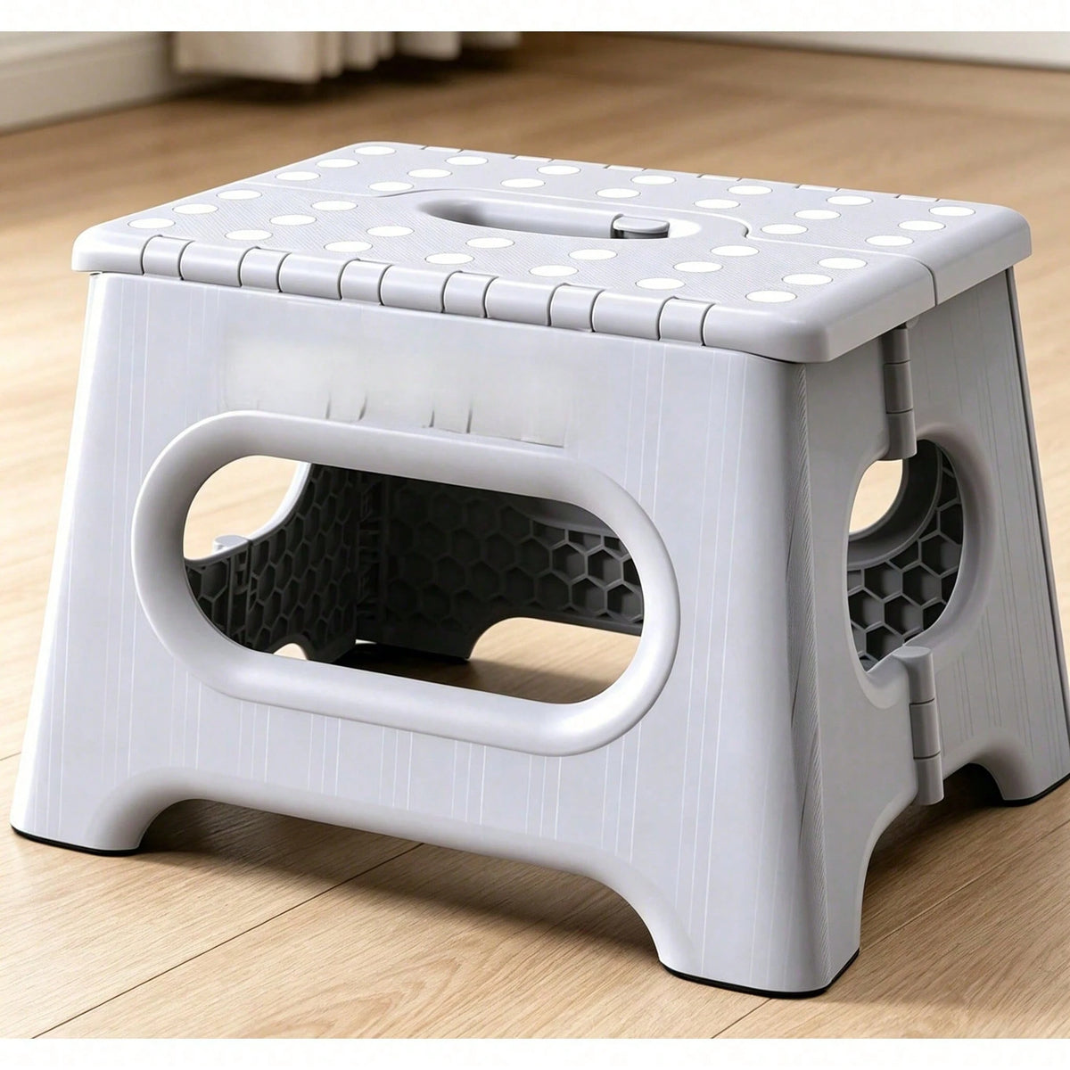 9" Folding Step Stool For Adults, Non-Slip Plastic Foldable Stool With Portable Handle For Kitchen Bathroom Etc, Black, 1PC