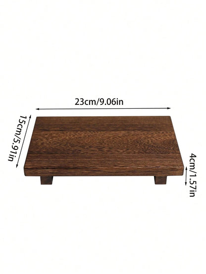 9"X6" Wooden Base Storage Rack, Cosmetic Organizer Tray, Bathroom Storage Shelf, Kitchen Soap Dish, Rustic Style Wooden Lift-Up Stand, Suitable For Vanity, Bathroom, Kitchen Countertop Decor, Plant, C
