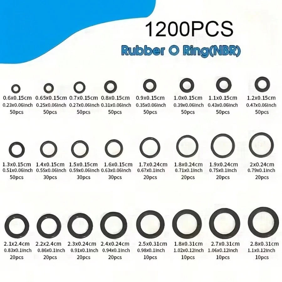 950pcs/225/1200pcsNitrile Rubber O-Rings, Heat And Oil Resistant, With A Hardness Of 70A, Featuring 24 Different Specifications Of Synthetic Rubber Seals, Suitable For High-Pressure Cleaning Machine P
