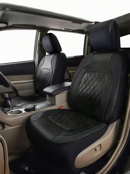 9PCS Diamond Leather Car Seat Cover Set- Bling Sparkle Design, Universal Fit For SUV/Sedan/Van (Airbag Compatible, Includes Front/Rear/Headrest Covers)