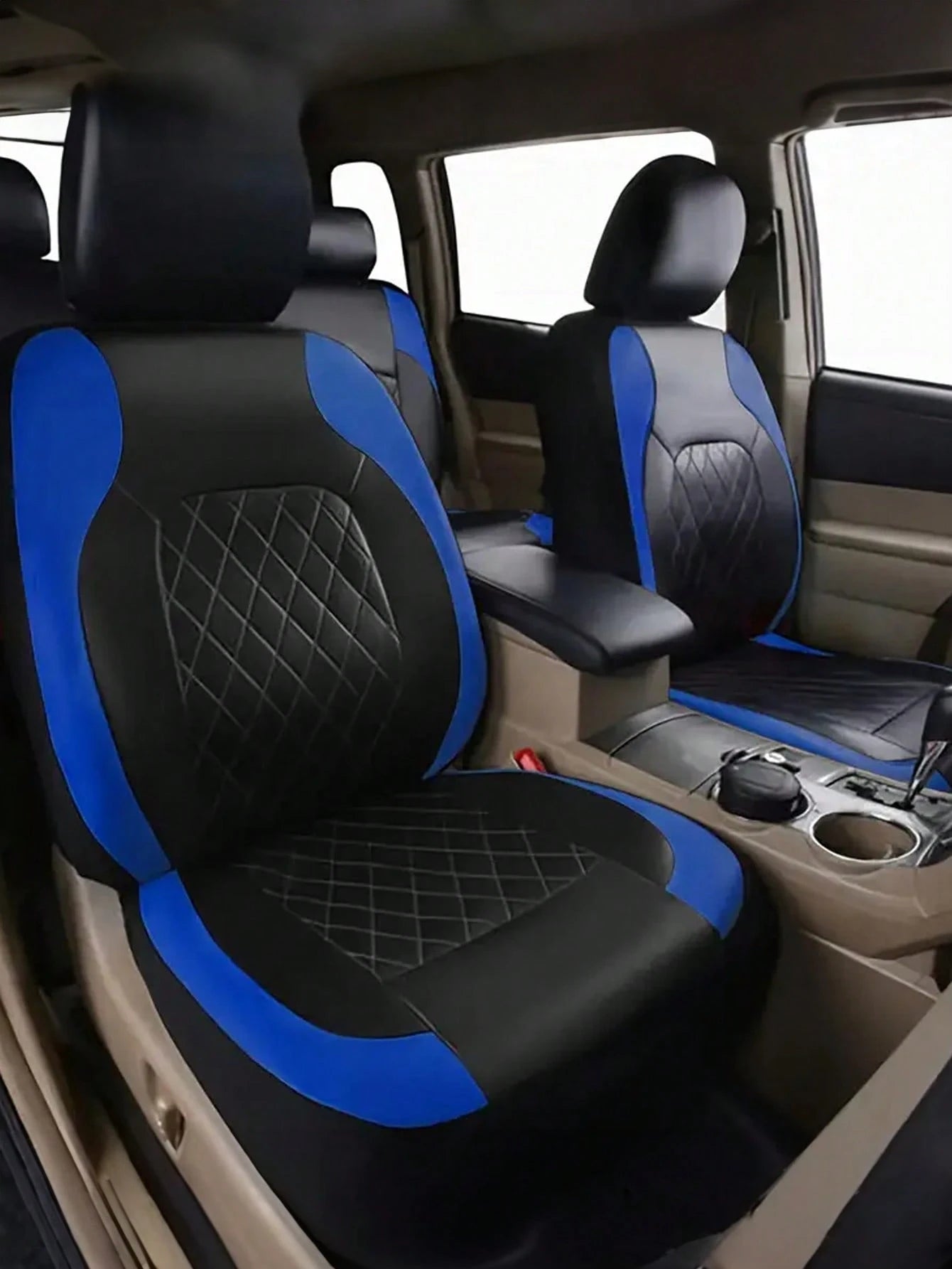 9PCS Diamond Leather Car Seat Cover Set- Bling Sparkle Design, Universal Fit For SUV/Sedan/Van (Airbag Compatible, Includes Front/Rear/Headrest Covers)