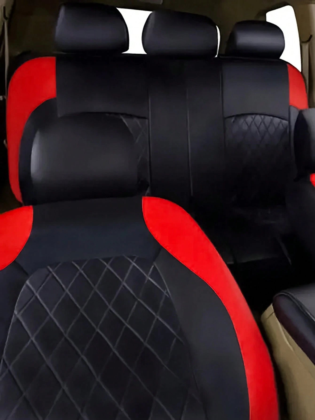 9PCS Diamond Leather Car Seat Cover Set- Bling Sparkle Design, Universal Fit For SUV/Sedan/Van (Airbag Compatible, Includes Front/Rear/Headrest Covers)