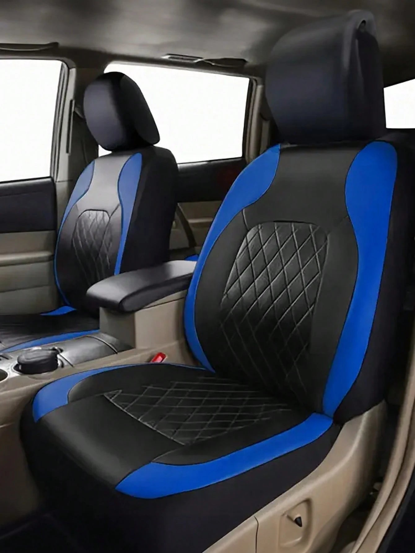 9PCS Diamond Leather Car Seat Cover Set- Bling Sparkle Design, Universal Fit For SUV/Sedan/Van (Airbag Compatible, Includes Front/Rear/Headrest Covers)
